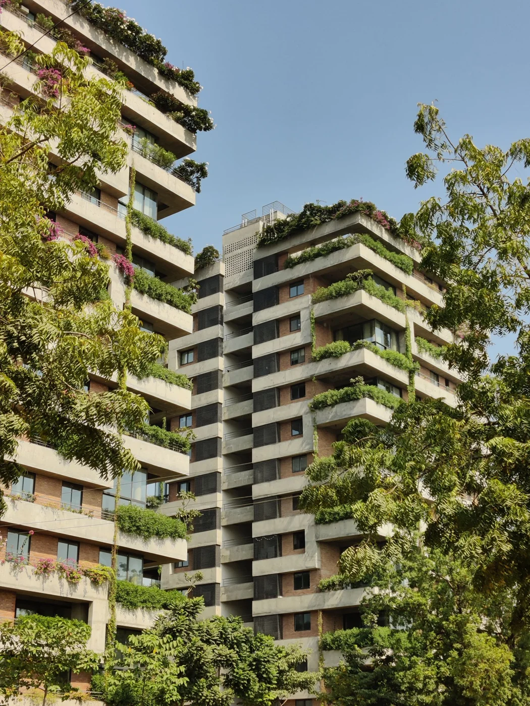 Contemporary residential architecture with planted terraces