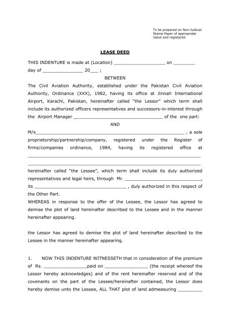 Lease Deed in Bengaluru